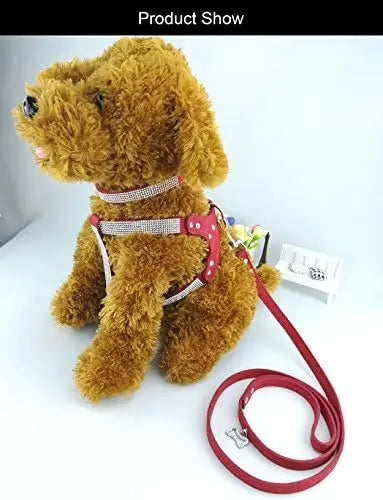 Trendy Newtensina Dog Collar Set – Fashion Harness & Leash for Dogs, Red XS