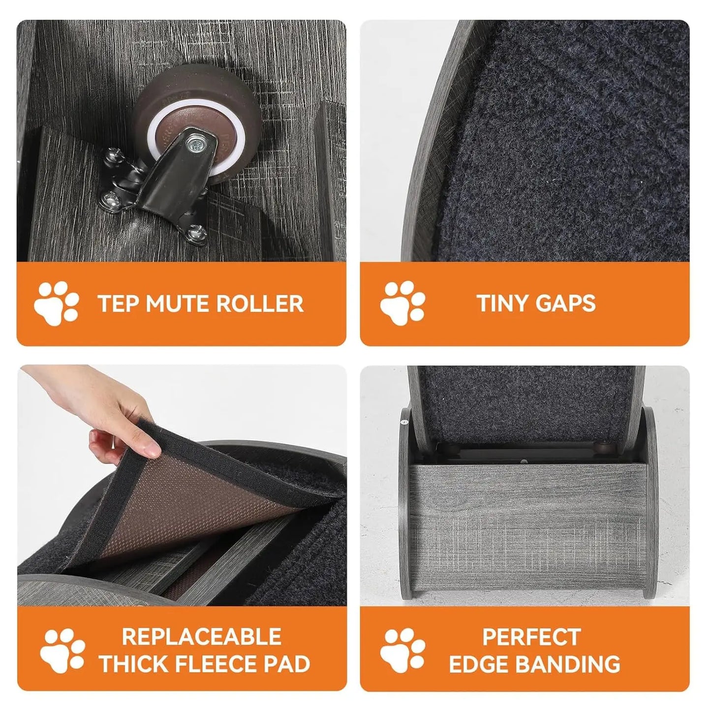 Cat Exercise Wheel, Large Cat Treadmill Wheel for Indoor Cats, 3-in-1 Cat Treadmill with Scratching Board and Play