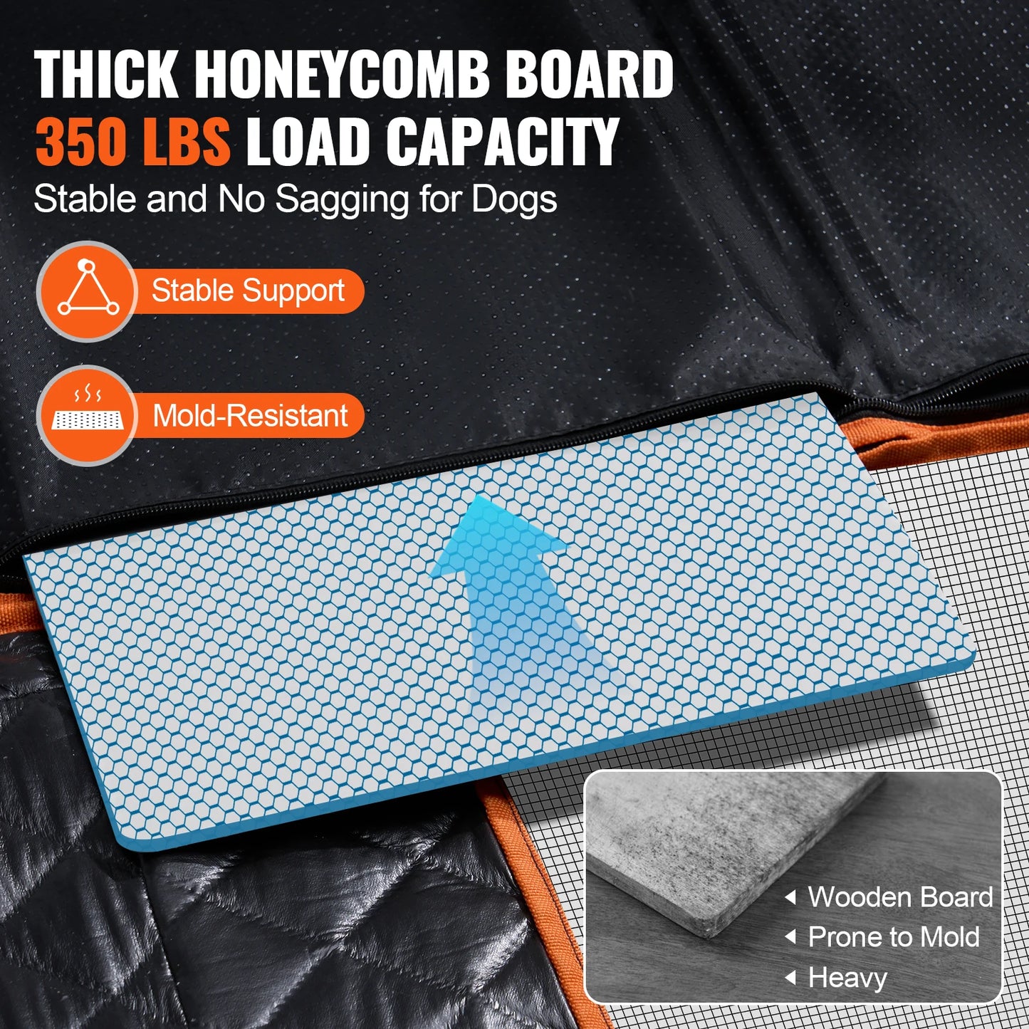 SucceBuy Back Seat Car Dog Hammock with Mesh Window and Storage Pocket, Supports 350lbs