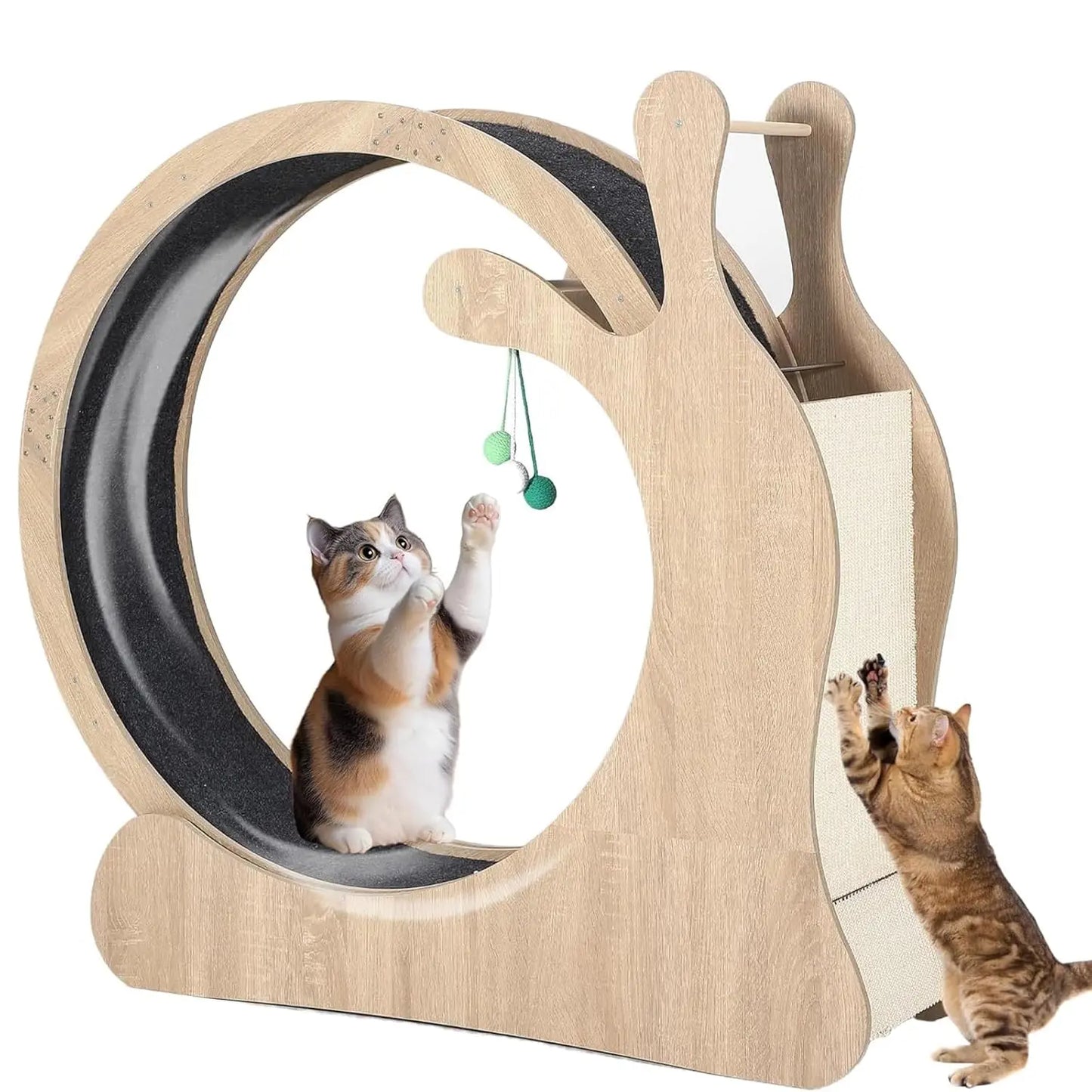 Cat Exercise Wheel, Large Cat Treadmill Wheel for Indoor Cats, 3-in-1 Cat Treadmill with Scratching Board and Play