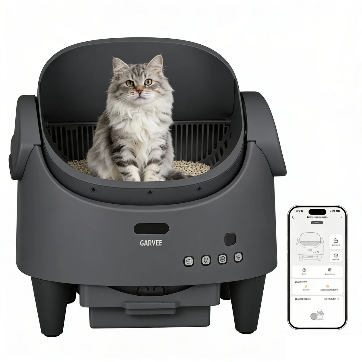 Self Cleaning Smart Litter Box APP Controlled Automatic Odor-Free Cat ...