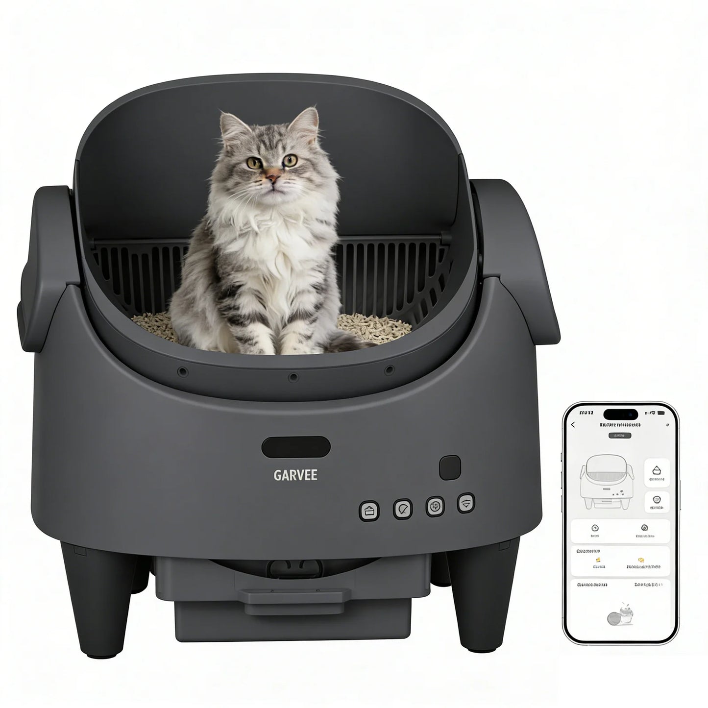 Self Cleaning Smart Litter Box APP Controlled Automatic Odor-Free Cat Toilet with Large Waste Bin for Single or Multi Cats