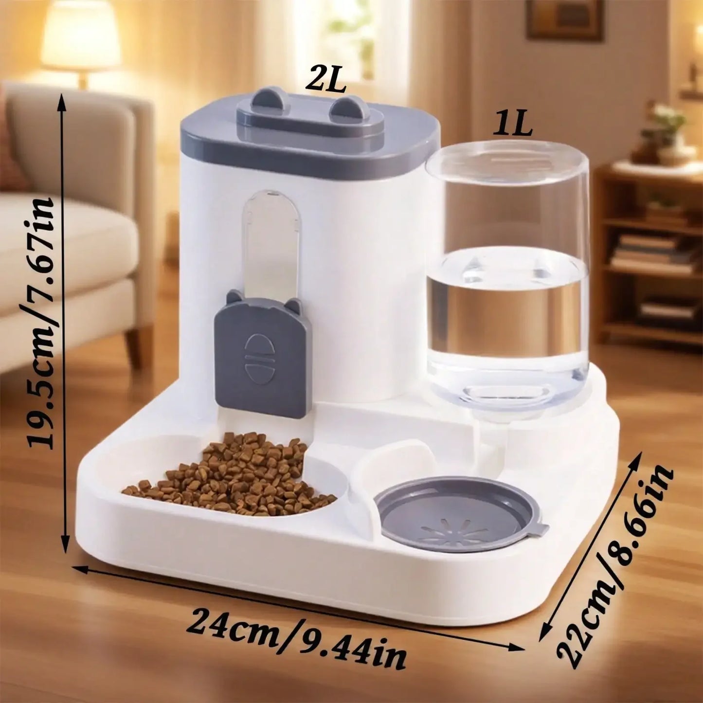 Automatic Pet Feeder And Gravity Water Dispenser