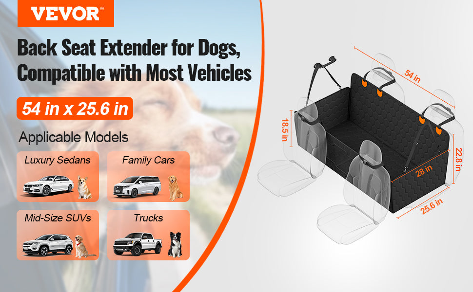 SucceBuy Back Seat Car Dog Hammock with Mesh Window and Storage Pocket, Supports 350lbs