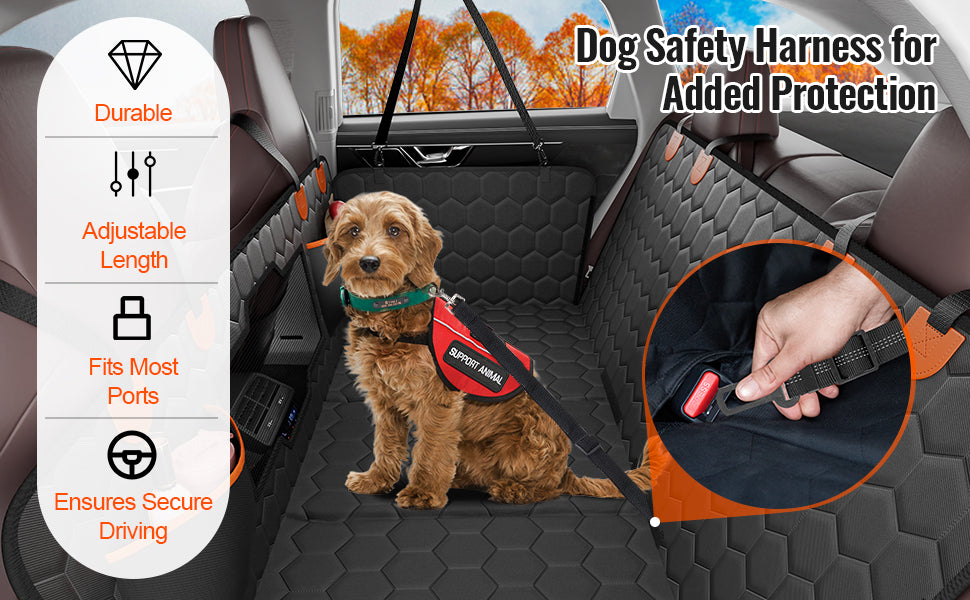 SucceBuy Back Seat Car Dog Hammock with Mesh Window and Storage Pocket, Supports 350lbs